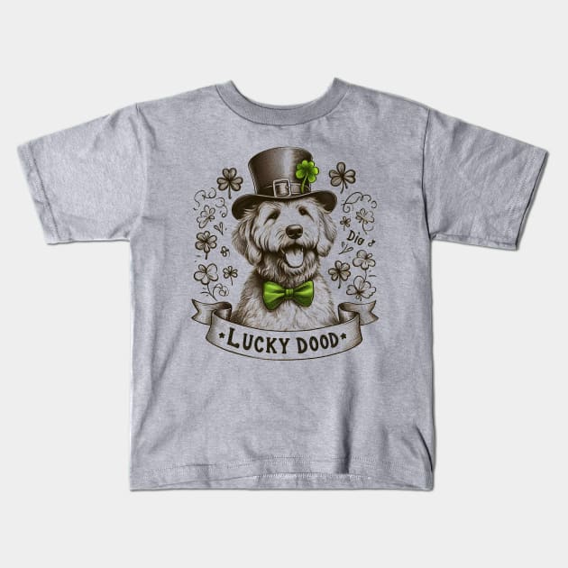 Lucky Dood St. Patrick's Day Doodle Dog Kids T-Shirt by TeeTrendz